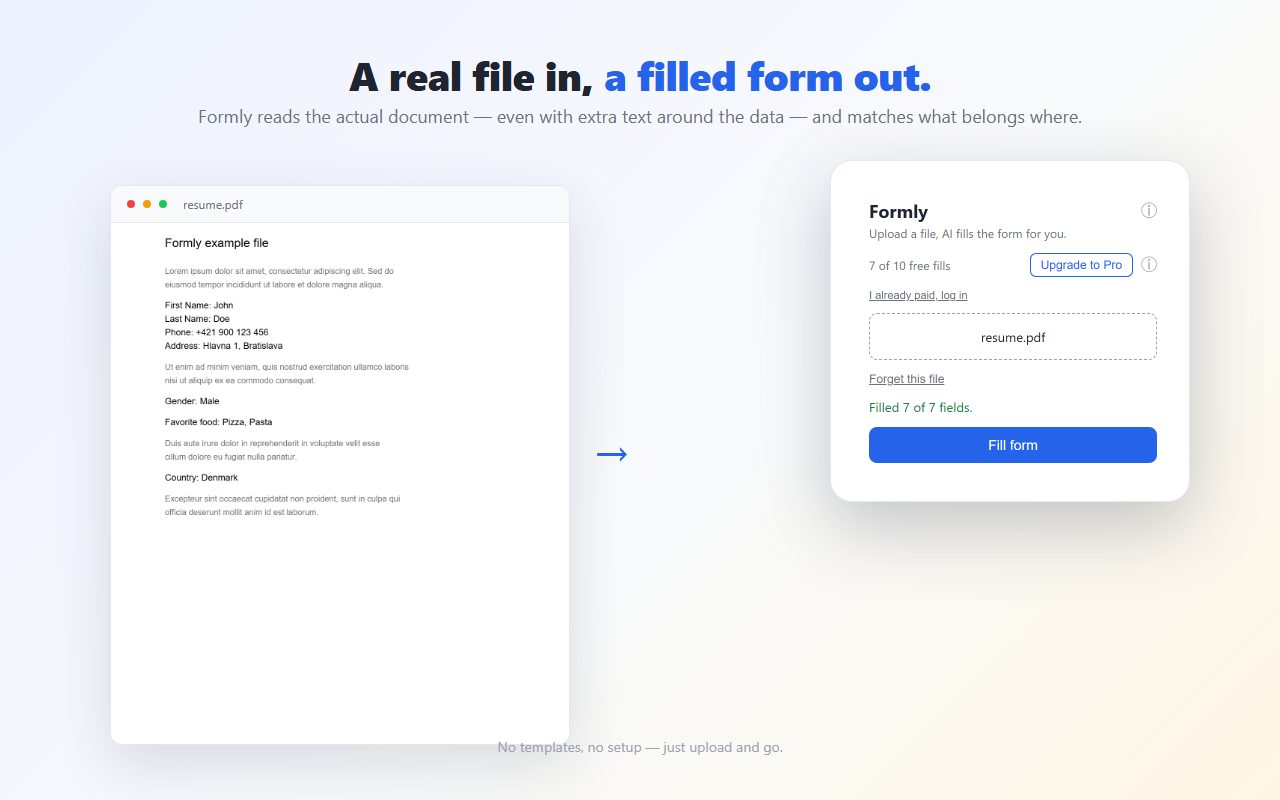 Formly lit un PDF et remplit un formulaire web